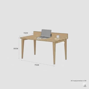 Technical drawing showing the exact 75cm width and 50cm depth dimensions of a compact computer desk.