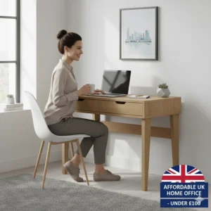 High-quality, budget-friendly computer desk with drawers, ideal for a home office setup on a £100 budget.