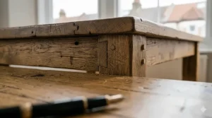 Sustainably sourced reclaimed timber desk handcrafted in a UK workshop.
