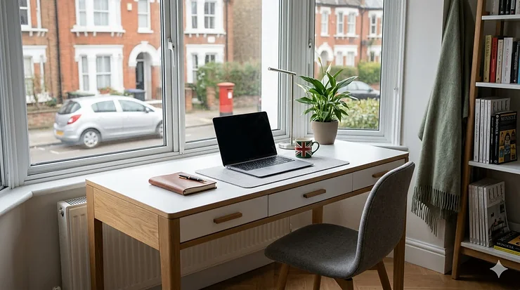 scandi desk oak and white