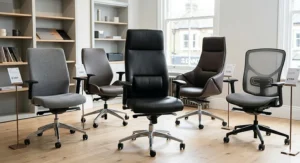 A selection of stylish executive desk chairs available for under £300 in the UK.
