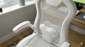 Breathable white mesh gaming chair designed for comfort in smaller, confined study areas.