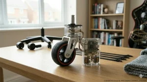 A pedestal-style budget gaming chair without wheels, ideal for playing PlayStation or Xbox in a UK living room.