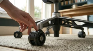 Reinforced five-star base with swivel castors designed for ease of movement on both carpets and hard floors.