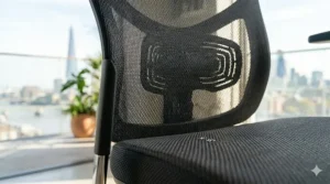 Illustration of moisture-wicking mesh material designed to prevent discomfort and sweating while working in warm weather.