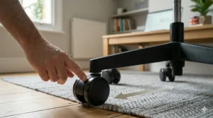 Durable floor-friendly castors on a five-star base, suitable for moving smoothly over carpets in UK households.