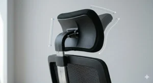 Detail of the heavy-duty gas lift height adjustment feature on a professional 24 hour office chair.