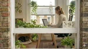 Modern grey fabric office chair with armrests, budget-friendly for UK students.