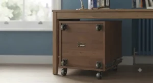 A 2-drawer mobile filing cabinet on smooth-rolling castors for flexible office layouts.