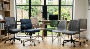 A selection of varied fabric office chairs, representing versatile and budget-friendly choices.