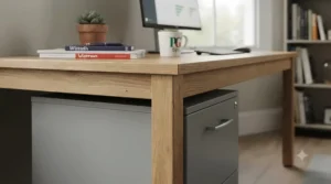 Interior view of a drawer fully extended, featuring sturdy rails for A4 hanging suspension files.