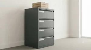 Tall, heavy-duty vertical lockable filing cabinet designed for high-volume office archiving.