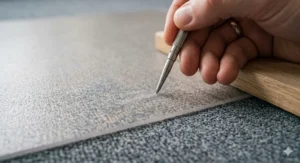 Close-up of a non-toxic, recycled polycarbonate eco friendly office chair mat showing a durable, textured, anti-slip surface.