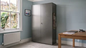 Secure, lockable tall storage cabinet for an office ensuring confidential document storage and GDPR compliance.