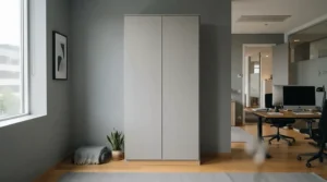 An enclosed storage cupboard for storage keeping confidential personnel files secure and out of sight.